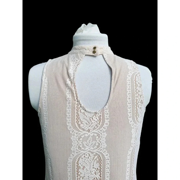 Cream Lace over Nude Short Lace Slip Cocktail Dress by Fire Los Angeles SZ SM - Picture 10 of 13